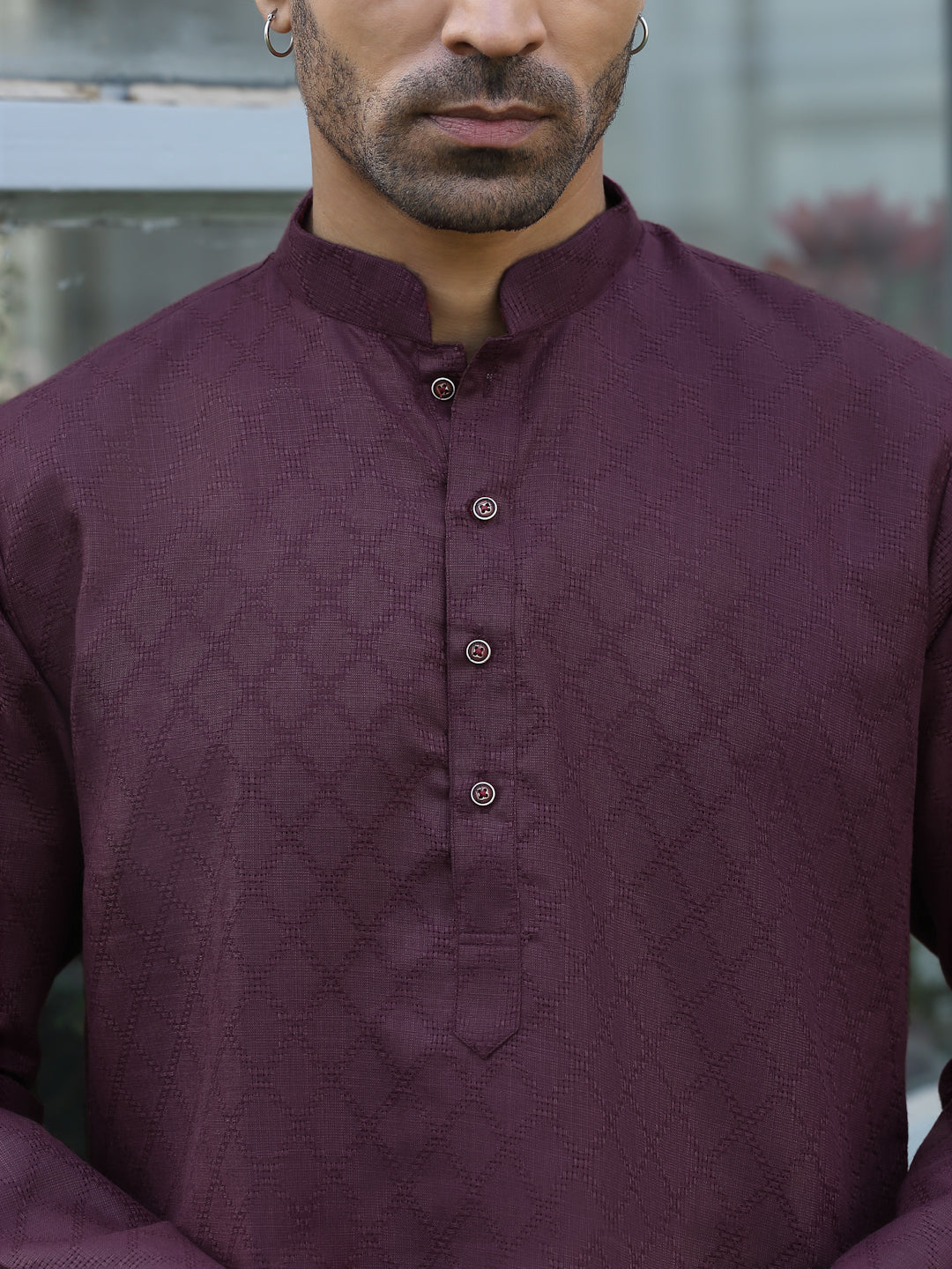 Cotton blend Woven self Desing Kurta