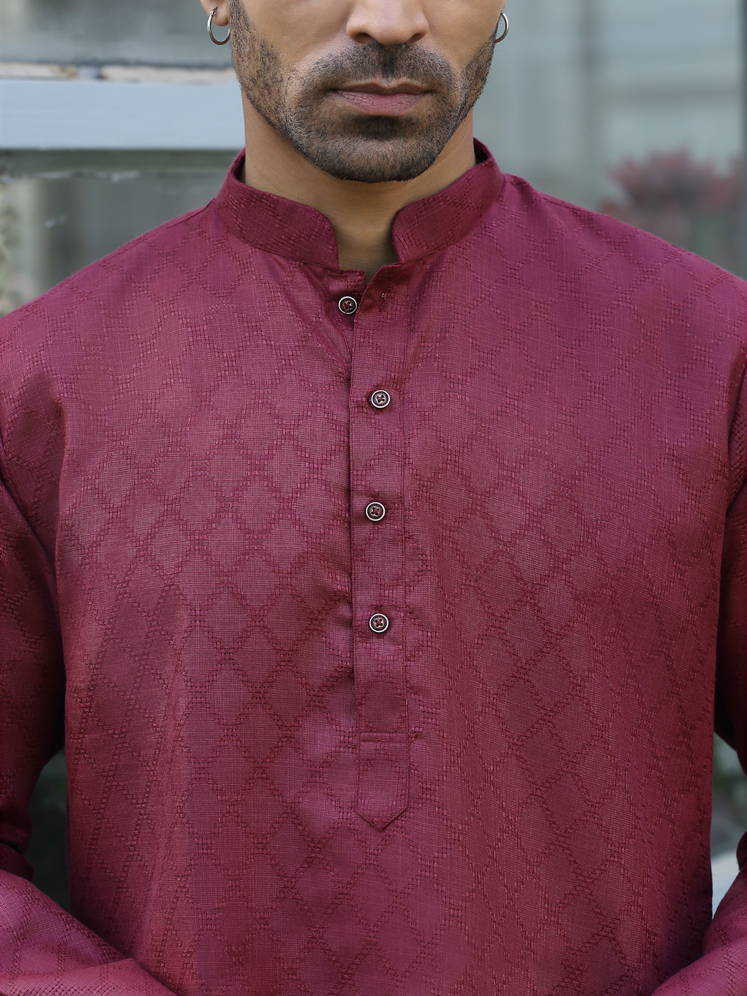 Cotton blend Woven self Desing Kurta