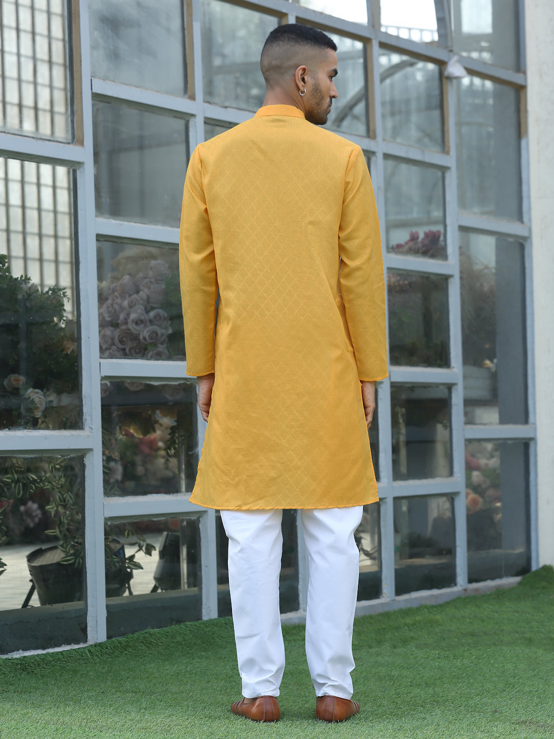 Cotton blend Woven self Desing Kurta