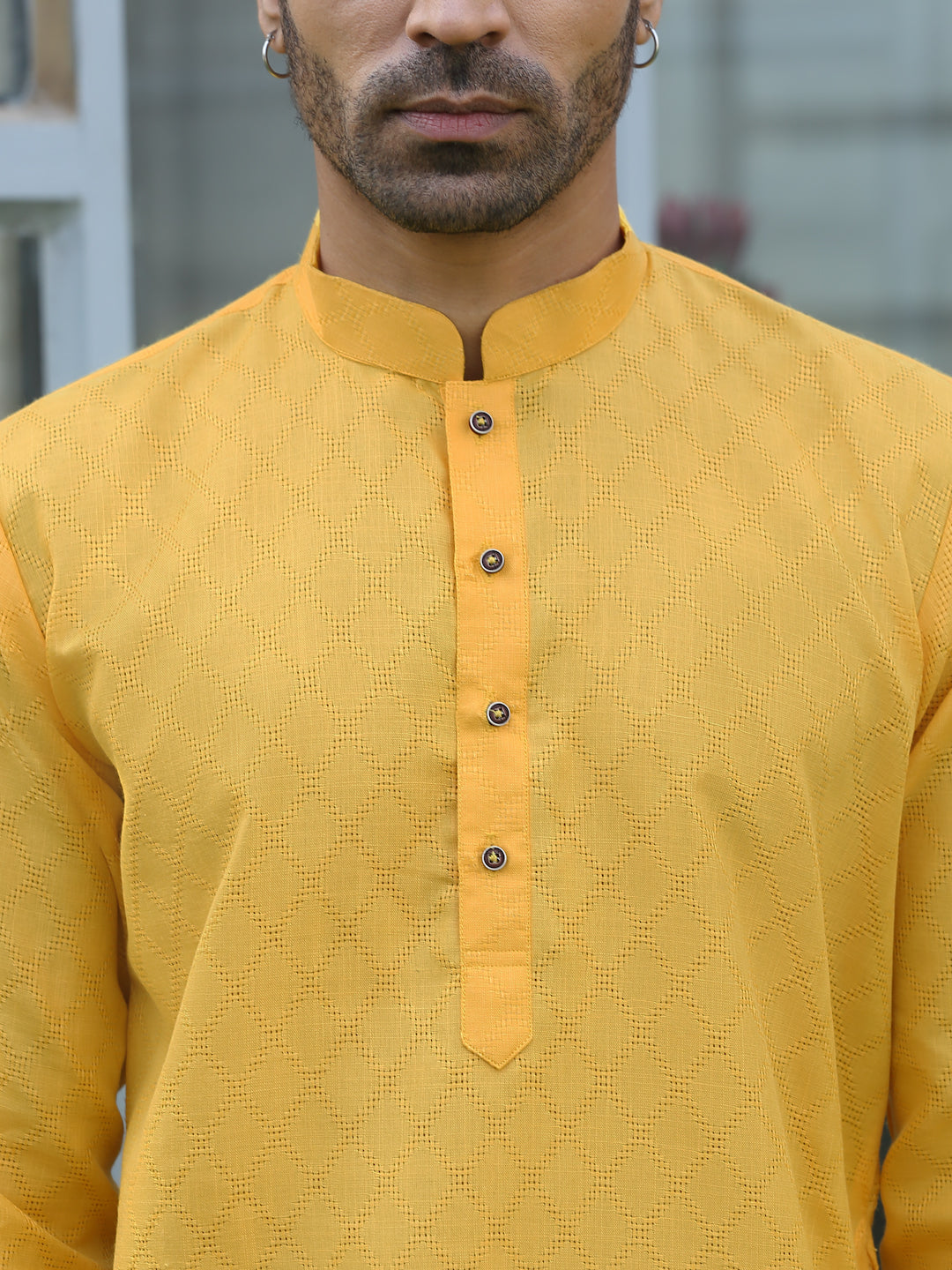 Cotton blend Woven self Desing Kurta
