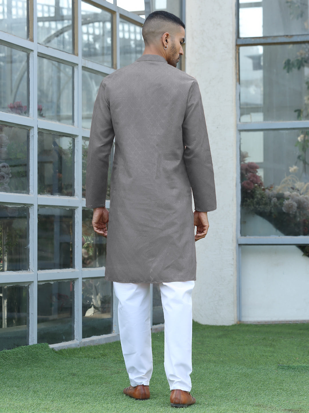 Cotton blend Woven self Desing Kurta