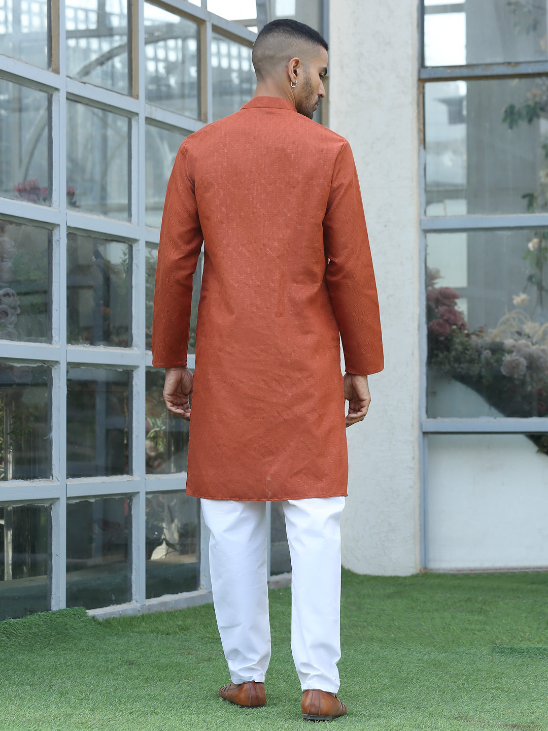 Cotton blend Woven self Desing Kurta