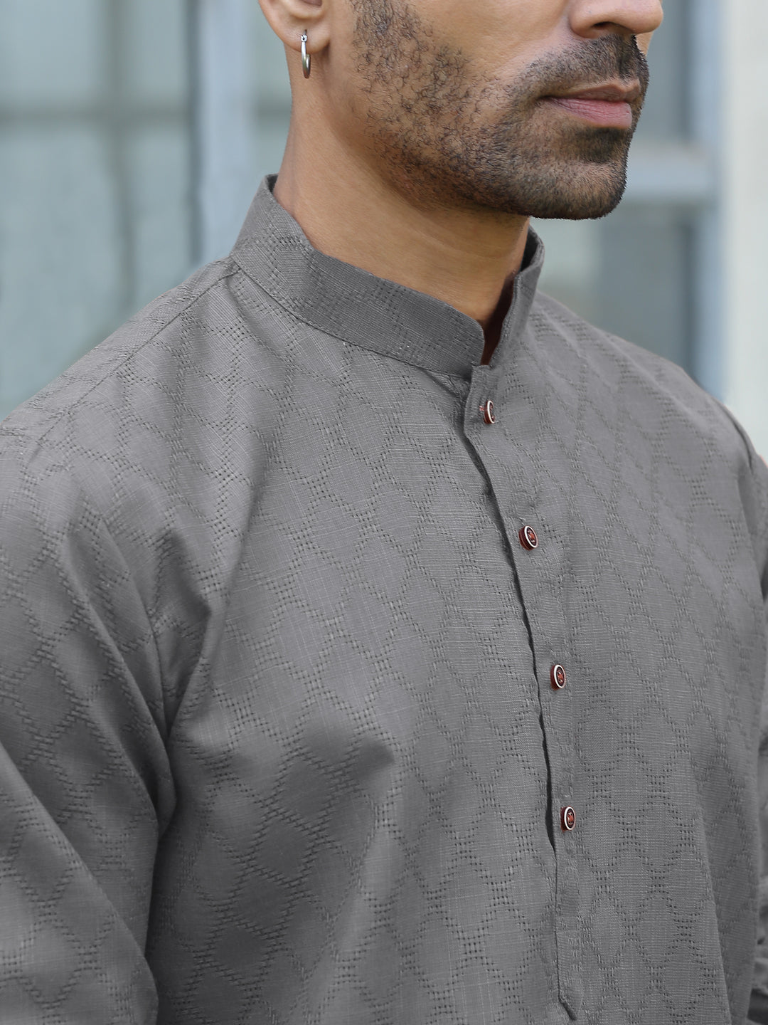 Cotton blend Woven self Desing Kurta