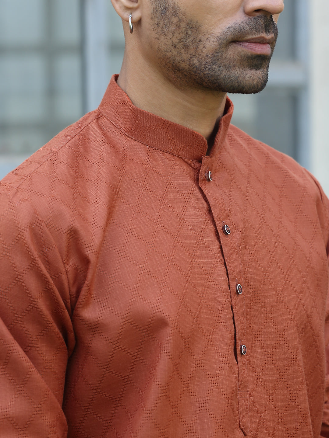 Cotton blend Woven self Desing Kurta