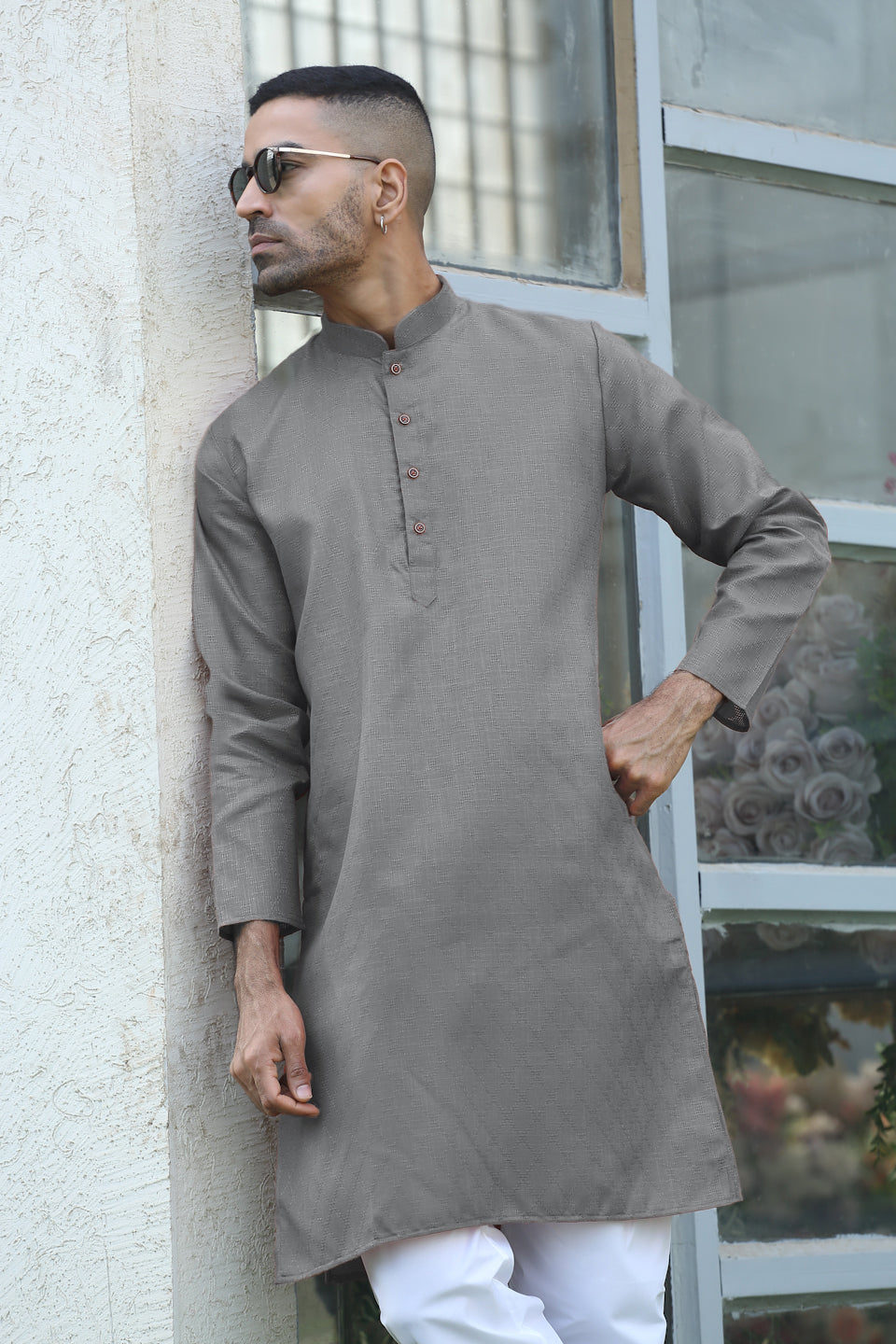 Cotton blend Woven self Desing Kurta