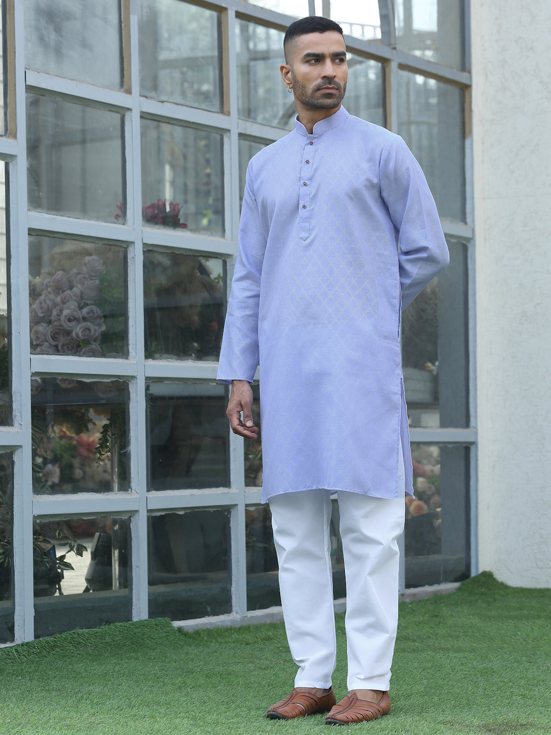 Cotton blend Woven self Desing Kurta