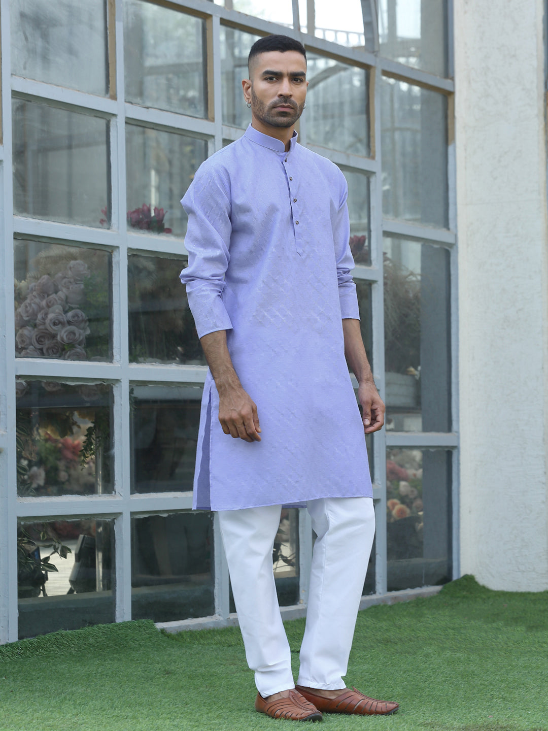 Cotton blend Woven self Desing Kurta