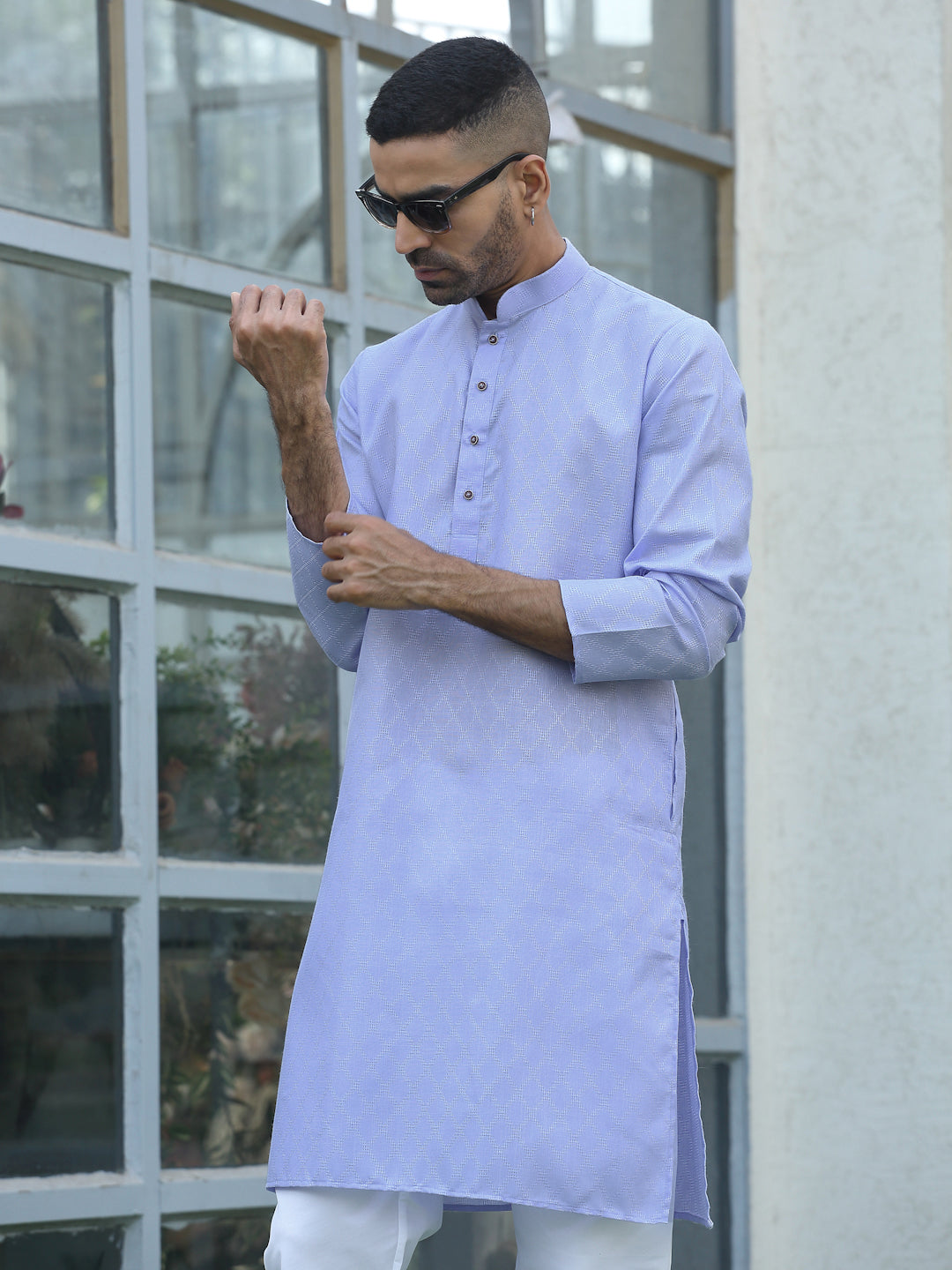 Cotton blend Woven self Desing Kurta