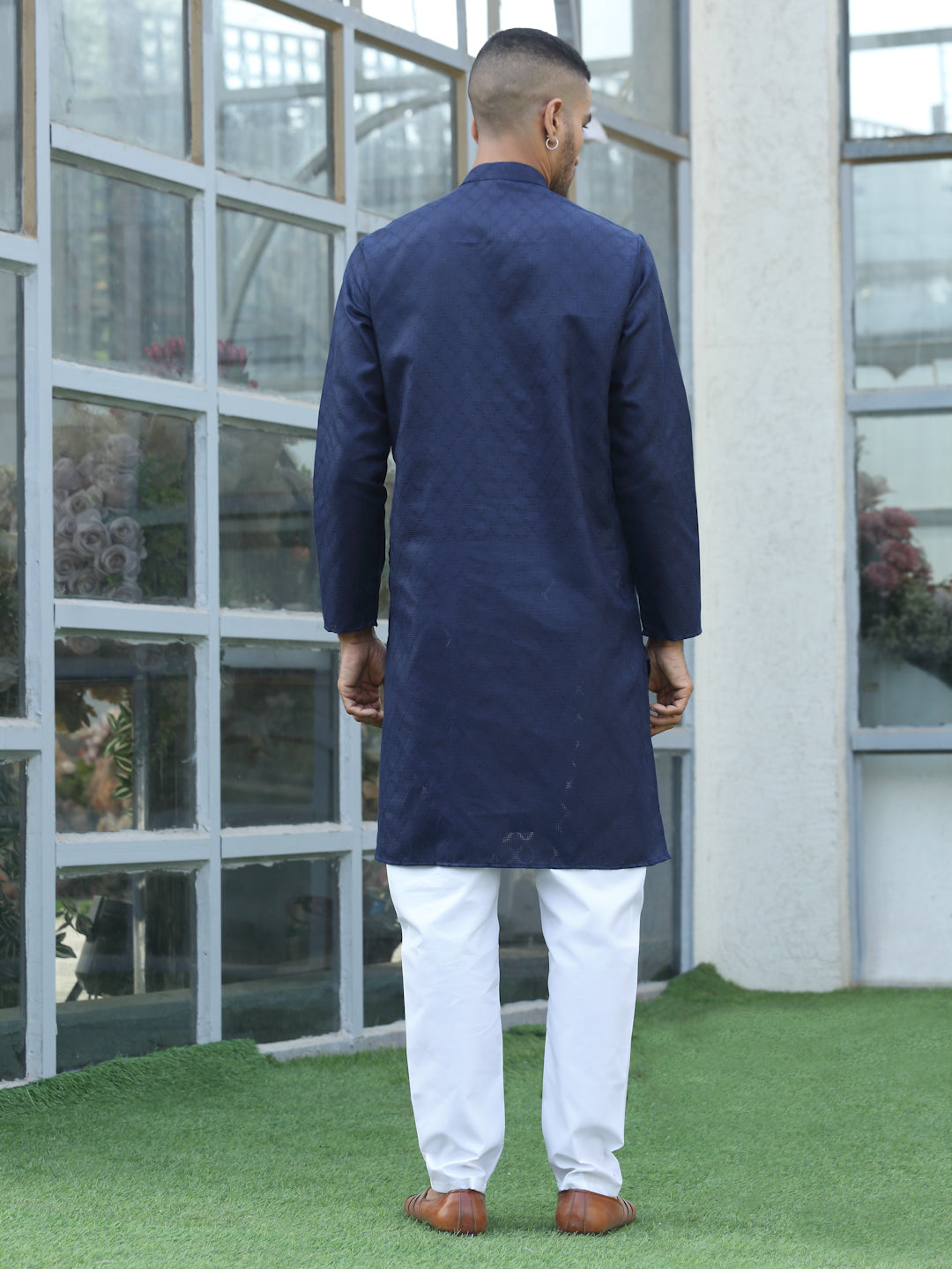 Cotton blend Woven self Desing Kurta Pyjama Set