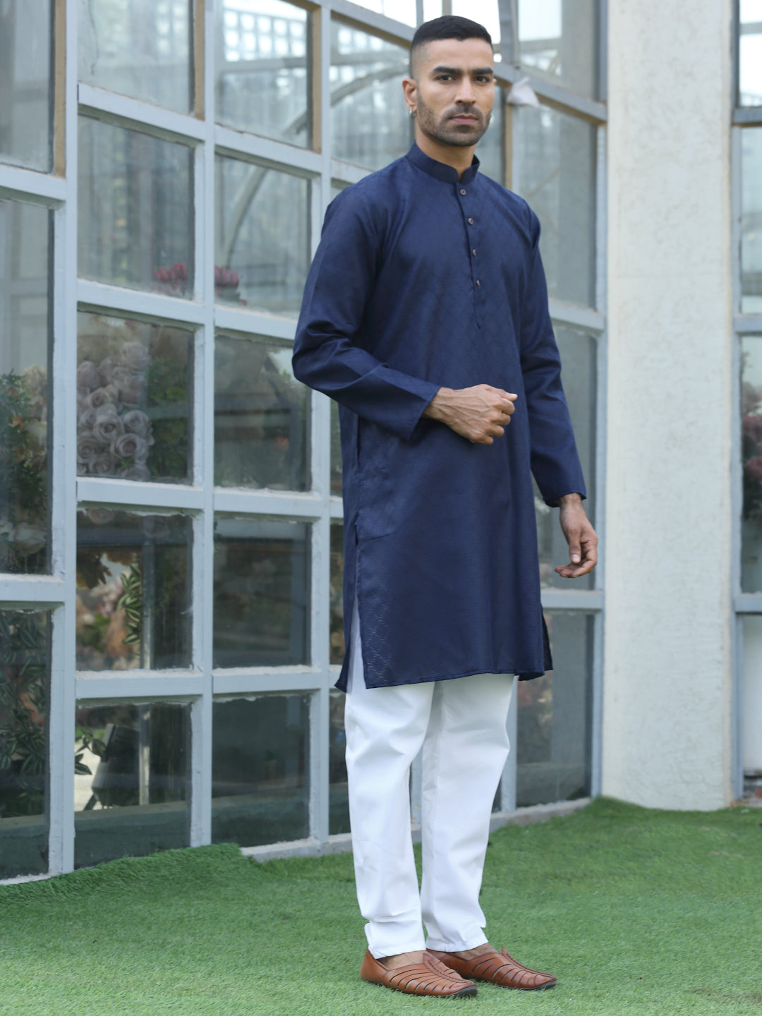 Cotton blend Woven self Desing Kurta