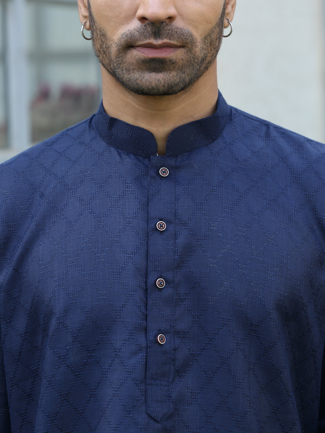 Cotton blend Woven self Desing Kurta