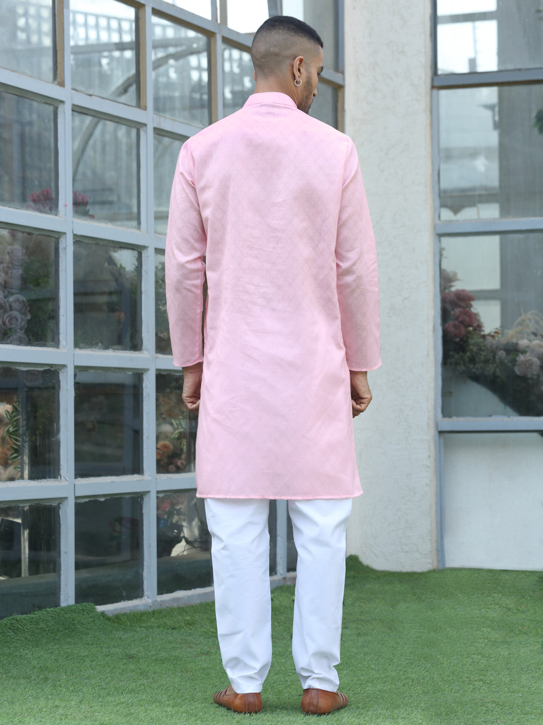 Cotton blend Woven self Desing Kurta