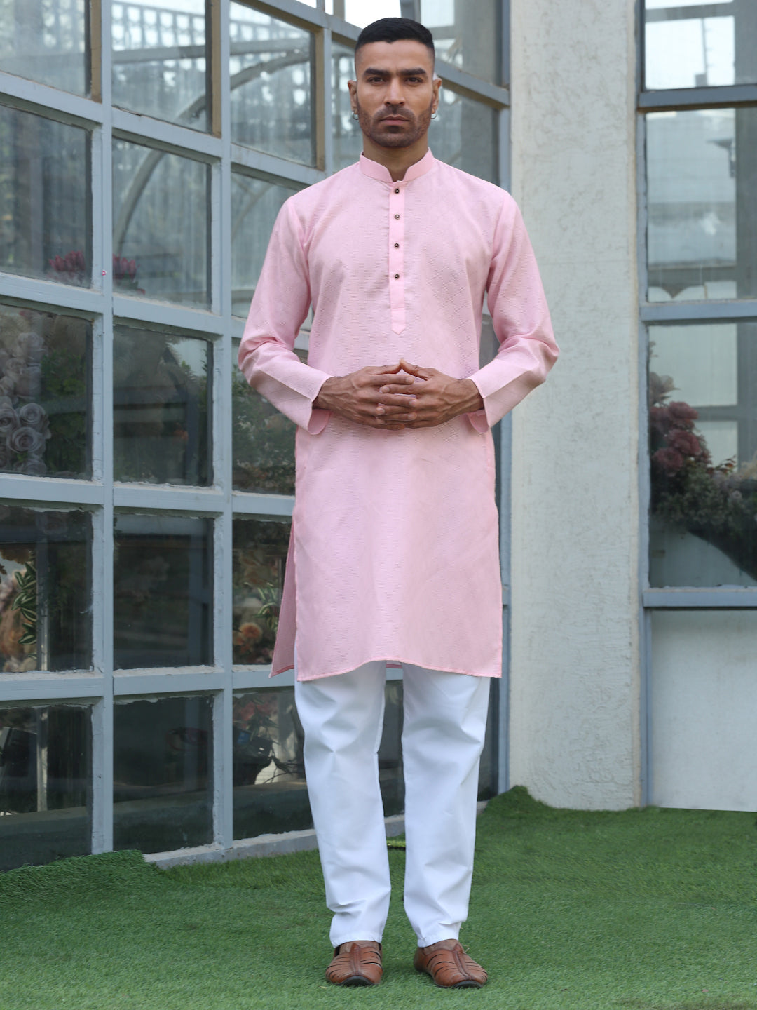 Cotton blend Woven self Desing Kurta