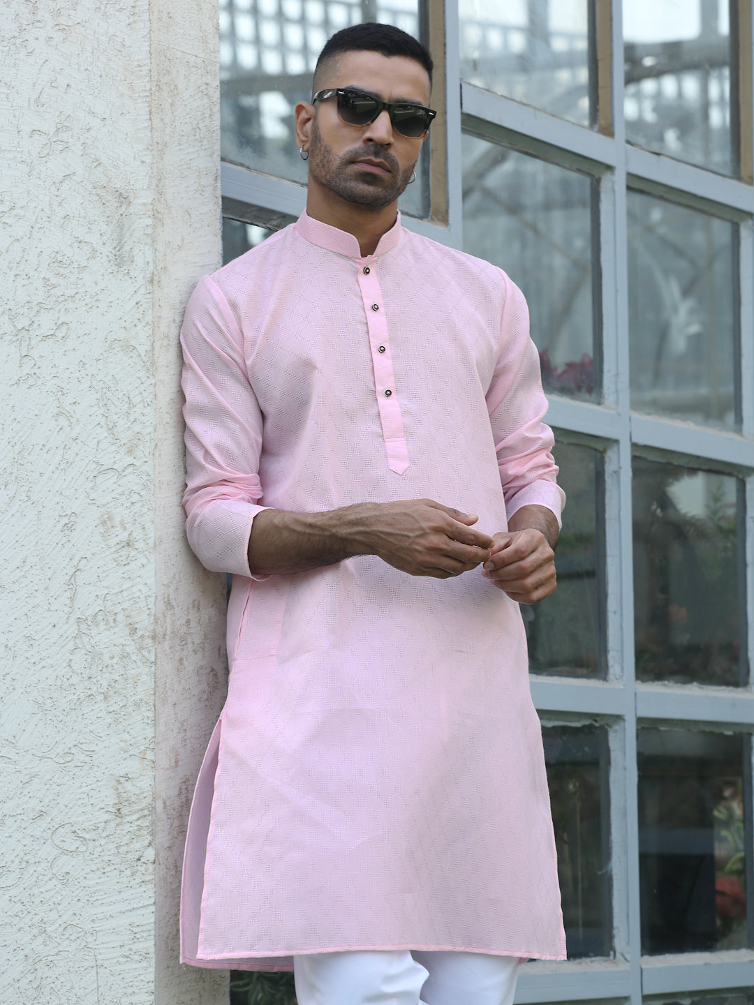 Cotton blend Woven self Desing Kurta