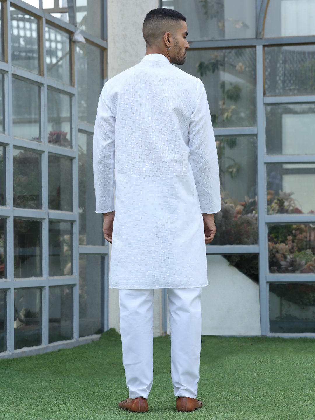 Cotton blend Woven self Desing Kurta