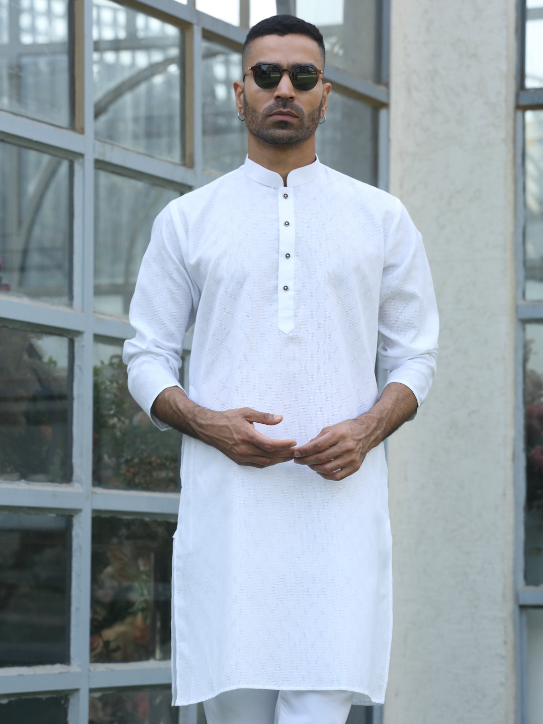 Cotton blend Woven self Desing Kurta