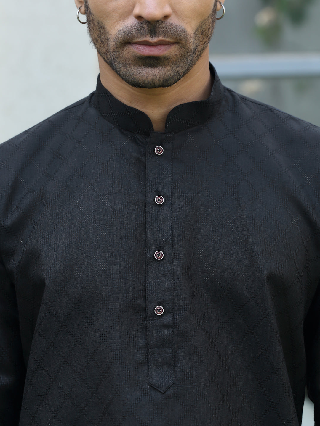Cotton blend Woven self Desing Kurta