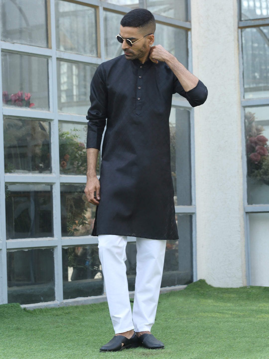 Cotton blend Woven self Desing Kurta