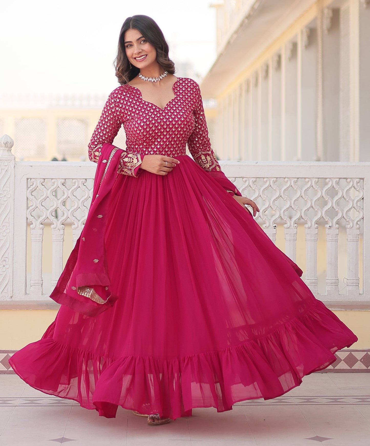 Designer Embroidered Pink Kurta Set