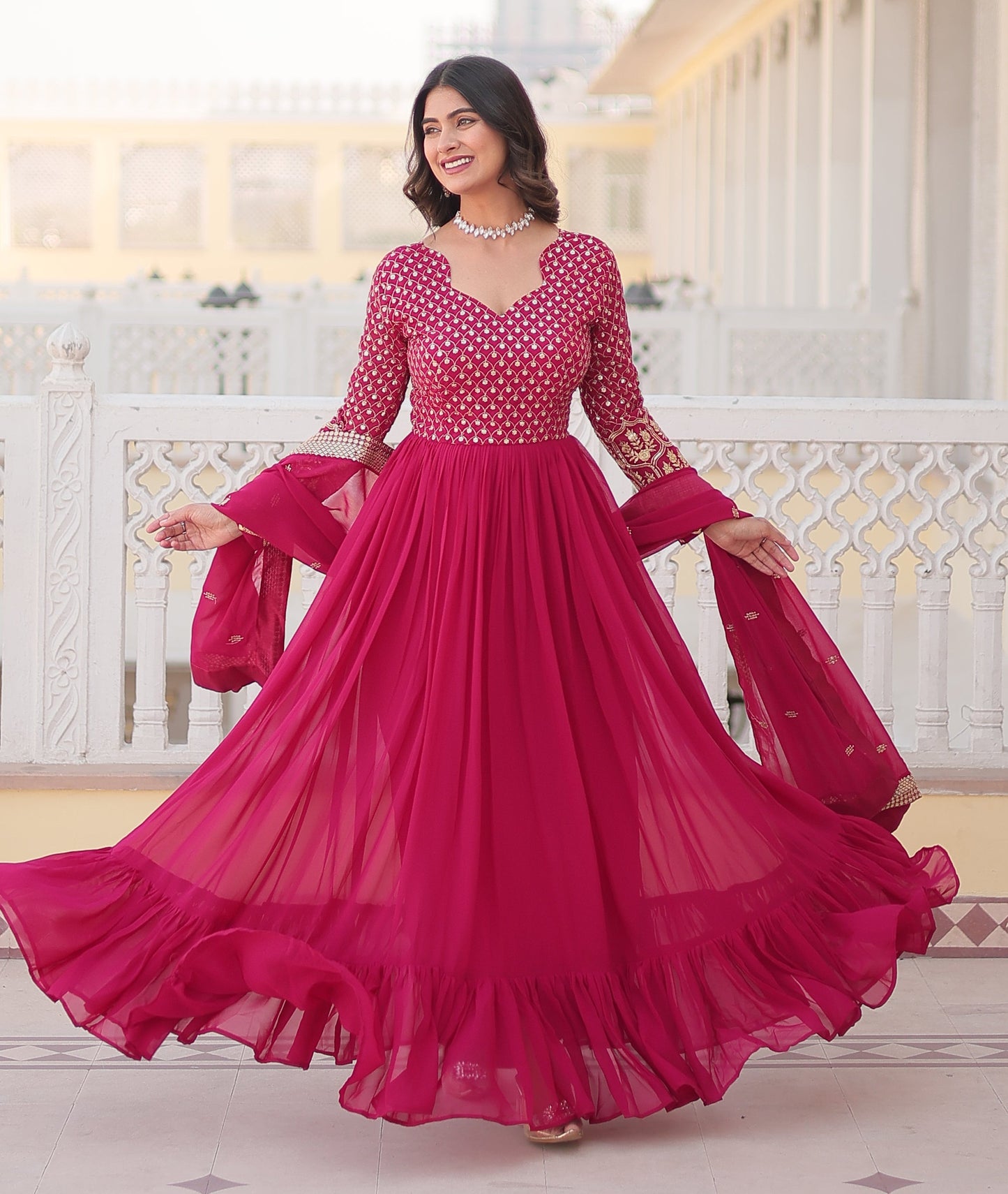 Designer Embroidered Pink Kurta Set