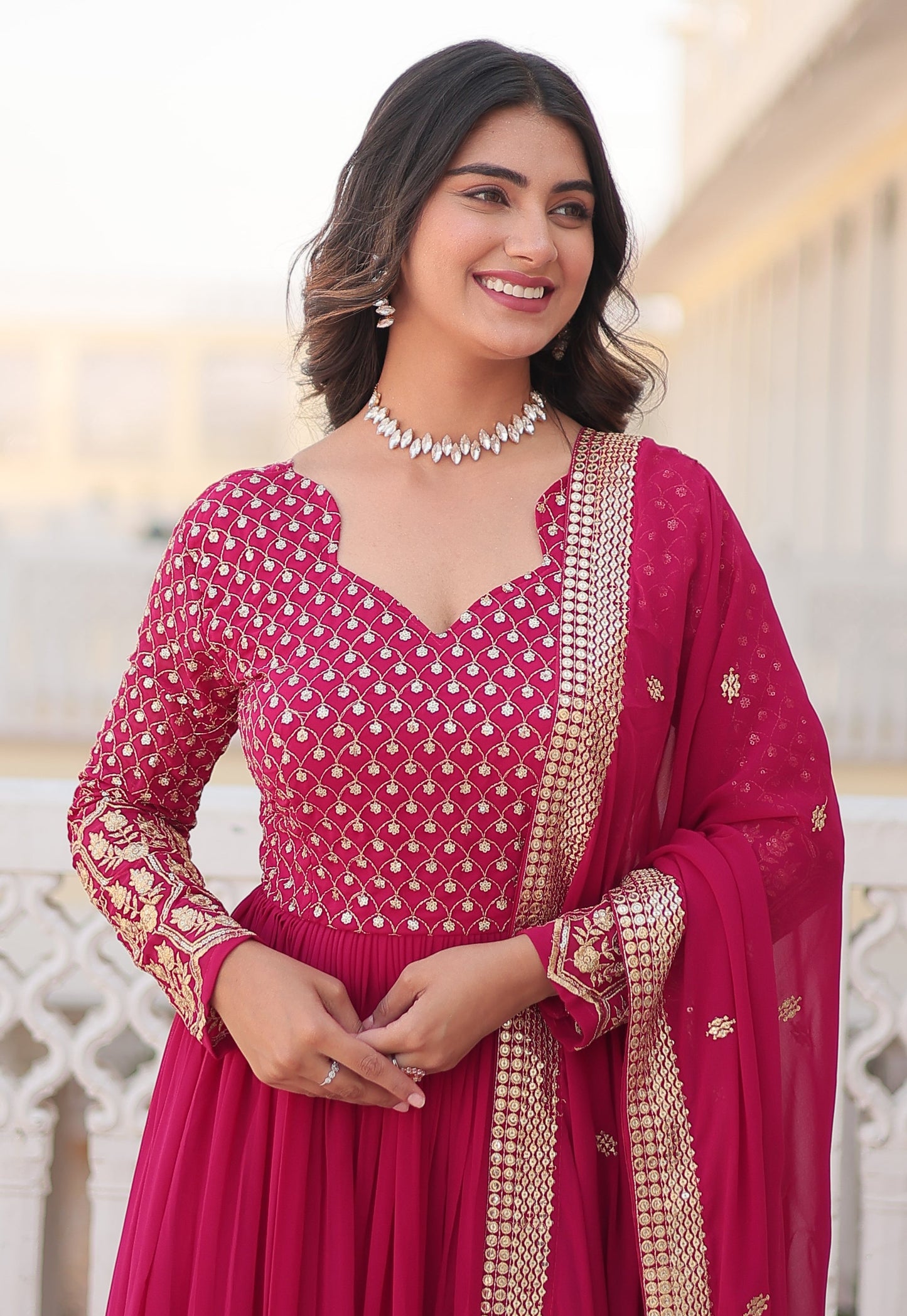 Designer Embroidered Pink Kurta Set