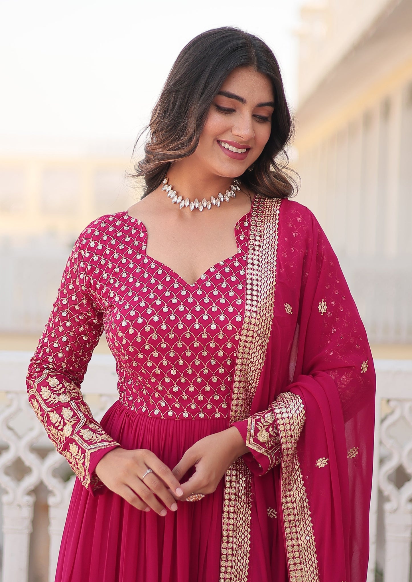 Designer Embroidered Pink Kurta Set