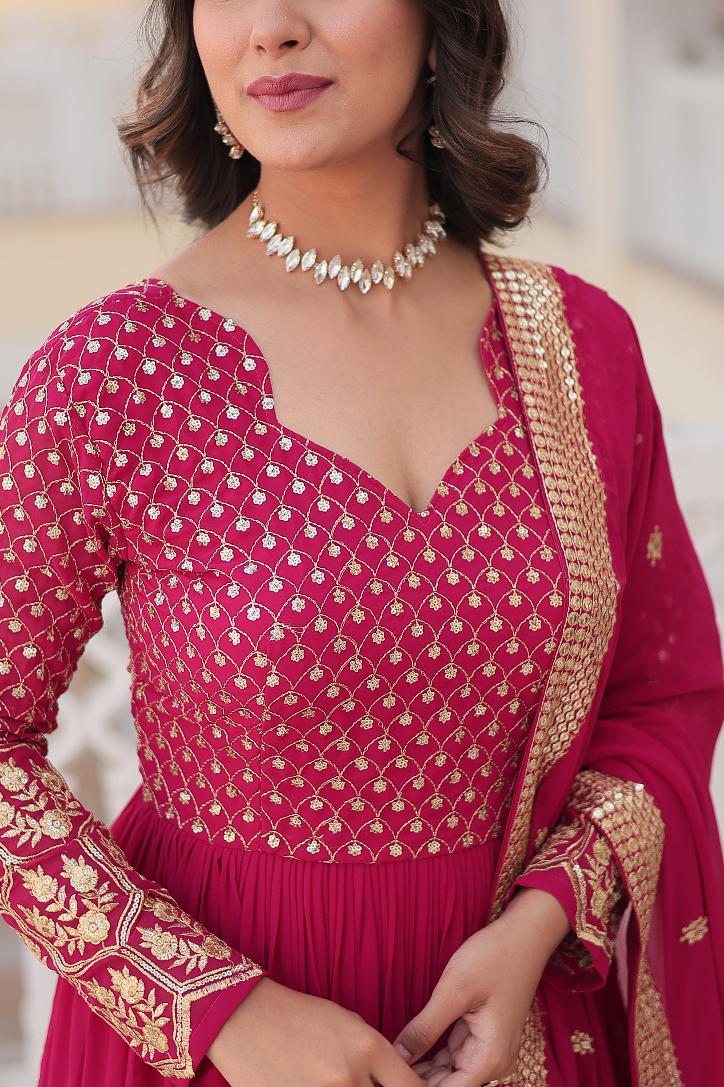 Designer Embroidered Pink Kurta Set