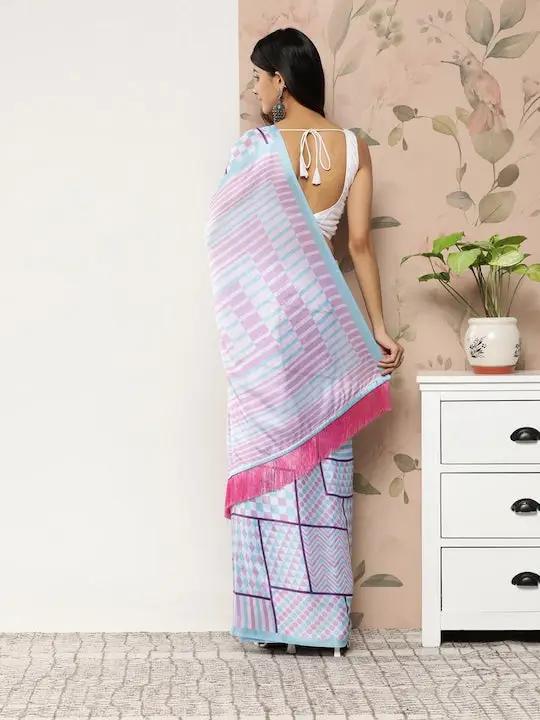 Soft Satin Georgette Pristel Colour Party Wear Saree by My Store