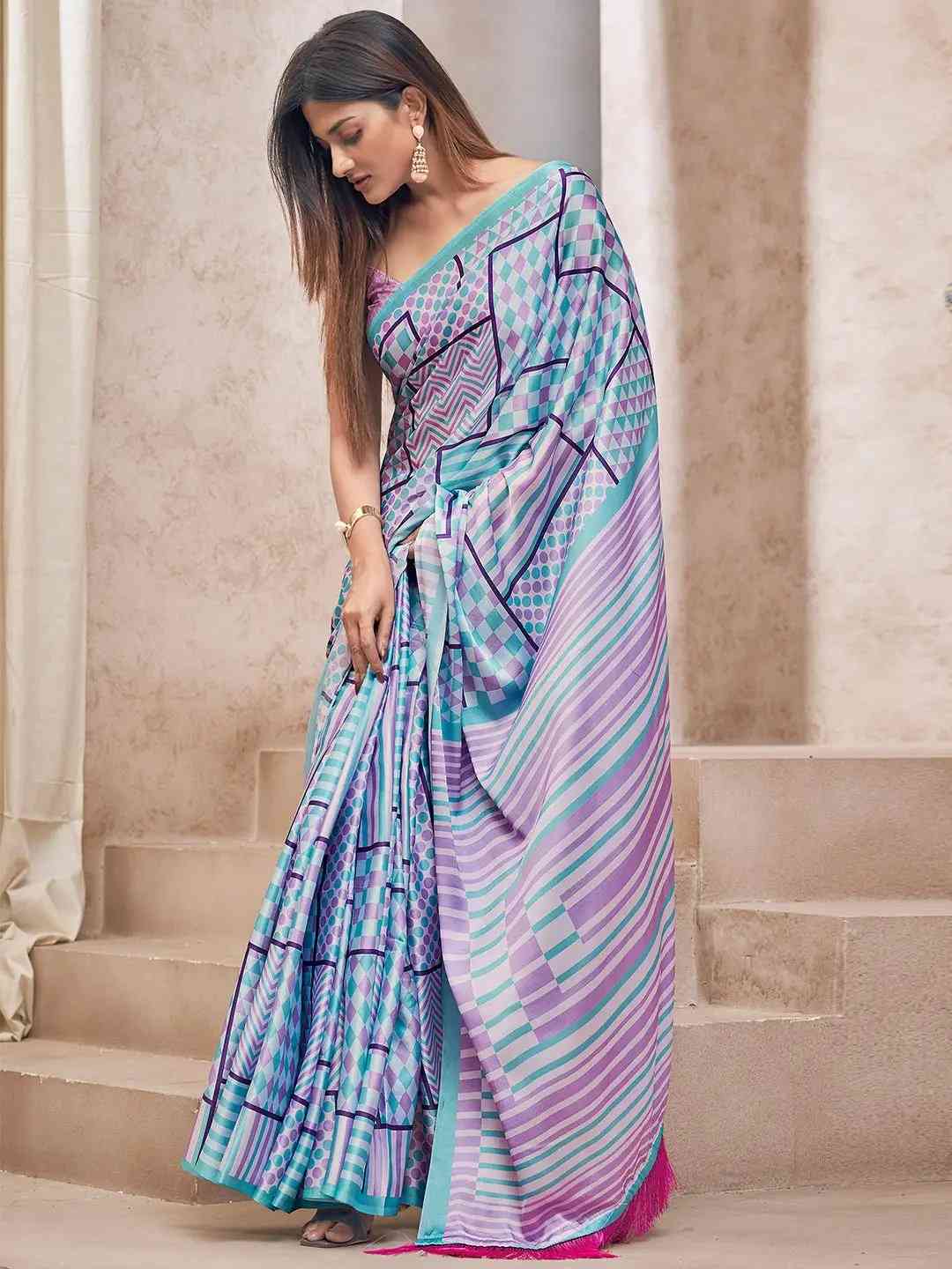 Soft Satin Georgette Saree With Trendy Digital Print by My Store