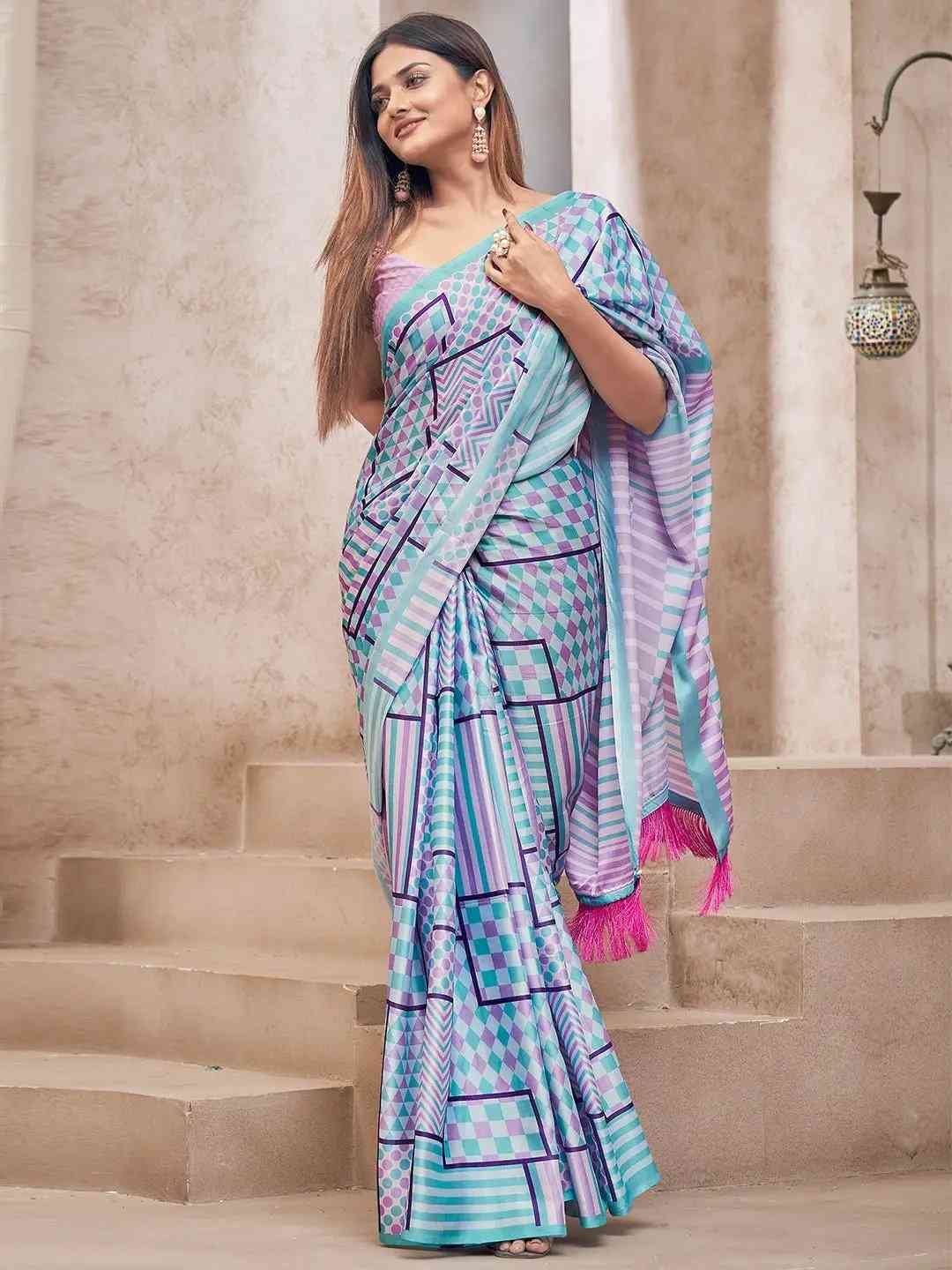 Soft Satin Georgette Saree With Trendy Digital Print by My Store