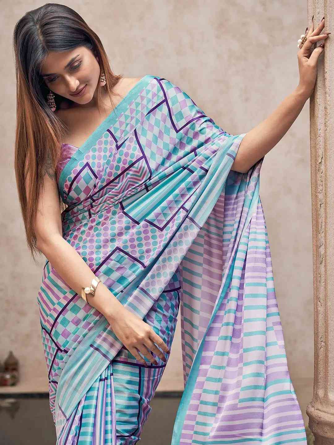 Soft Satin Georgette Saree With Trendy Digital Print by My Store
