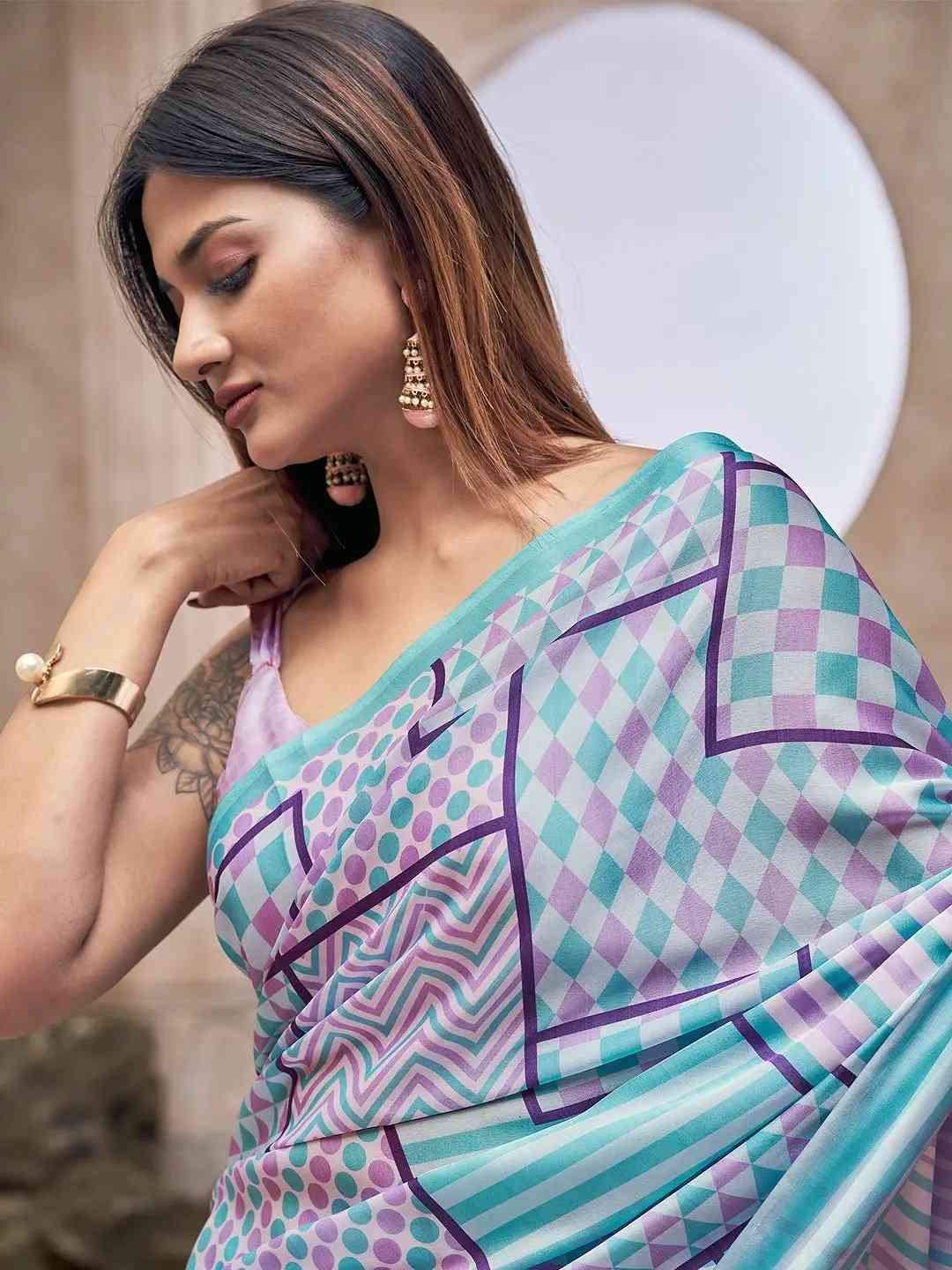Soft Satin Georgette Saree With Trendy Digital Print by My Store
