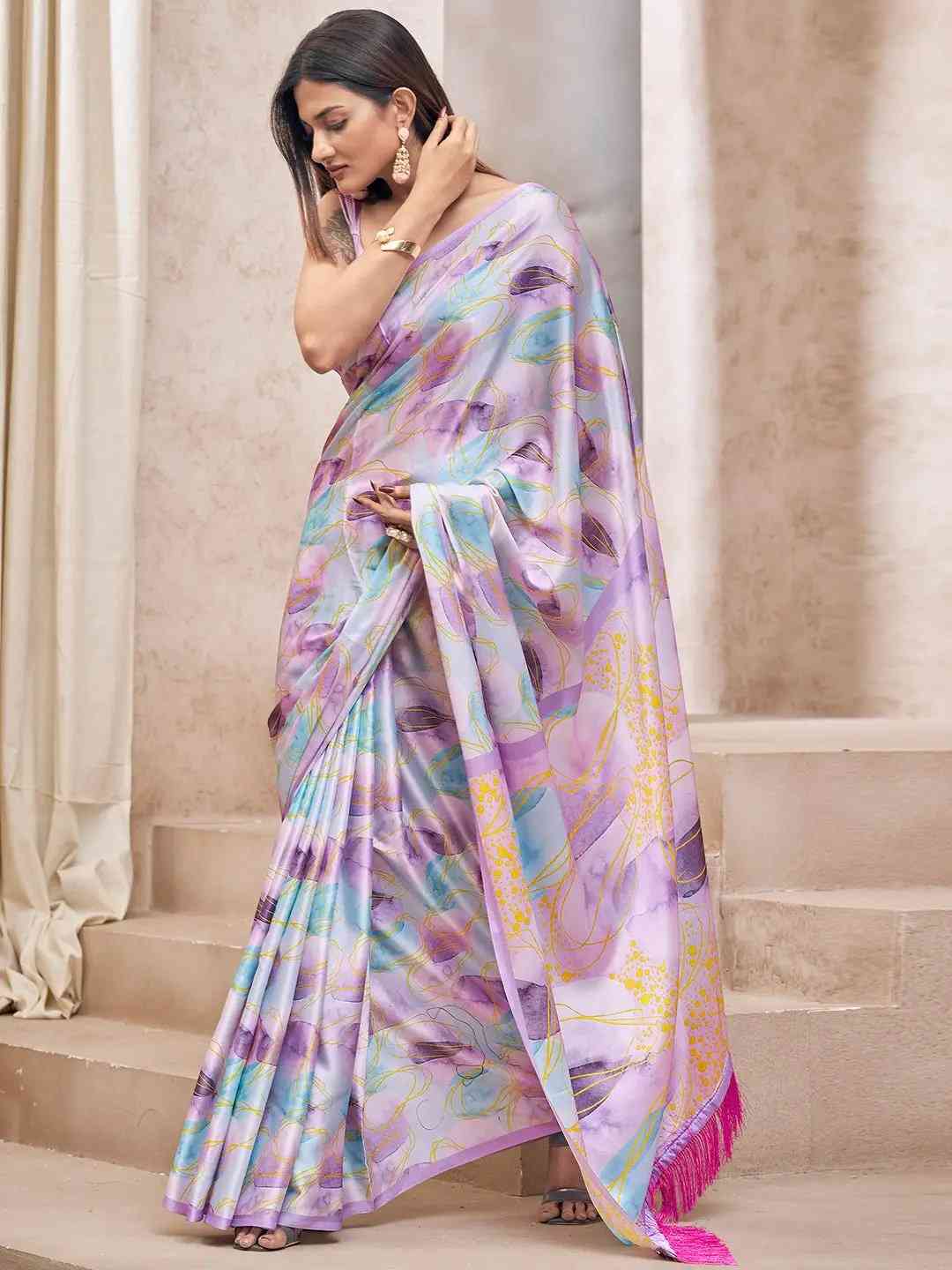 Traditional Soft Satin Georgette Saree With Digital Print