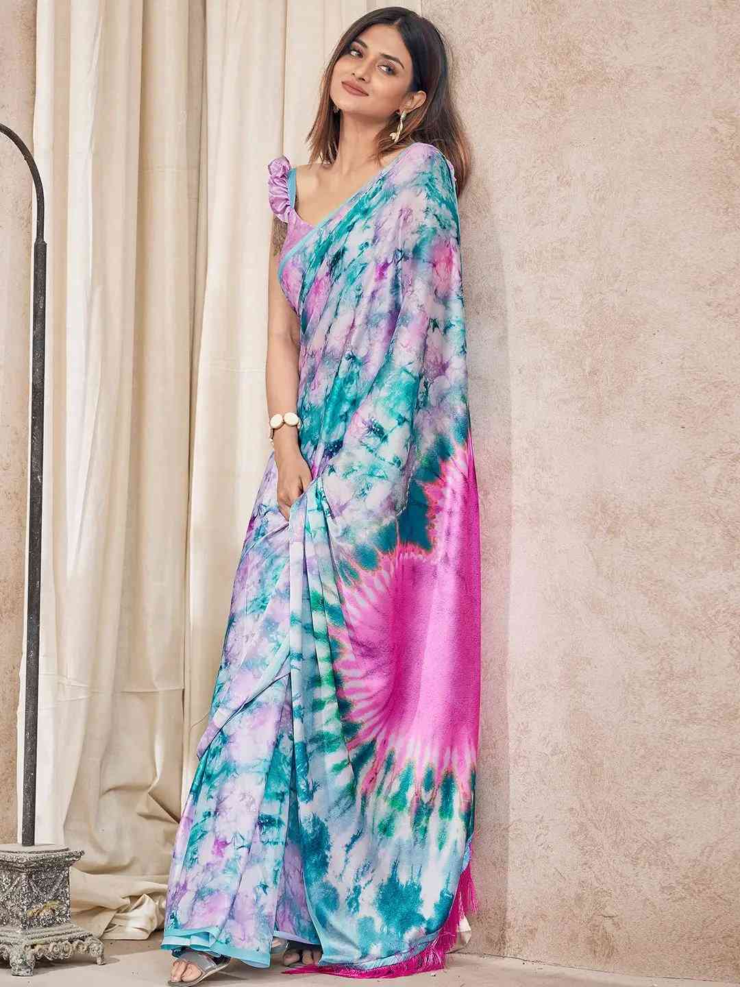Trending Soft Satin Georgette Saree With Digital Print