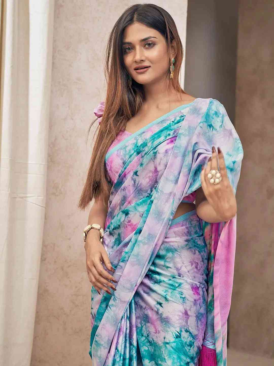 Trending Soft Satin Georgette Saree With Digital Print