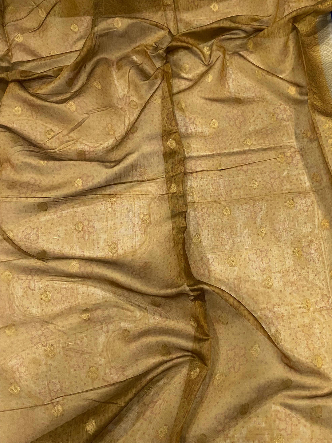 Blue Gold Zari And Kalamkari Print Saree