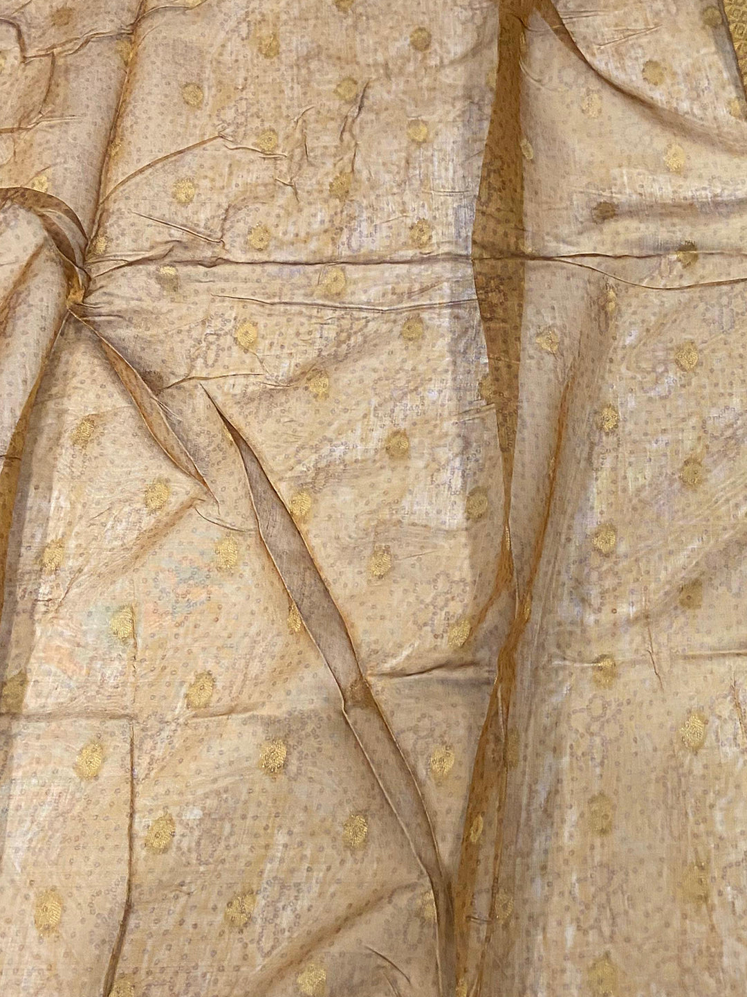 Rama Gold Zari And Kalamkari Print Saree by My Store