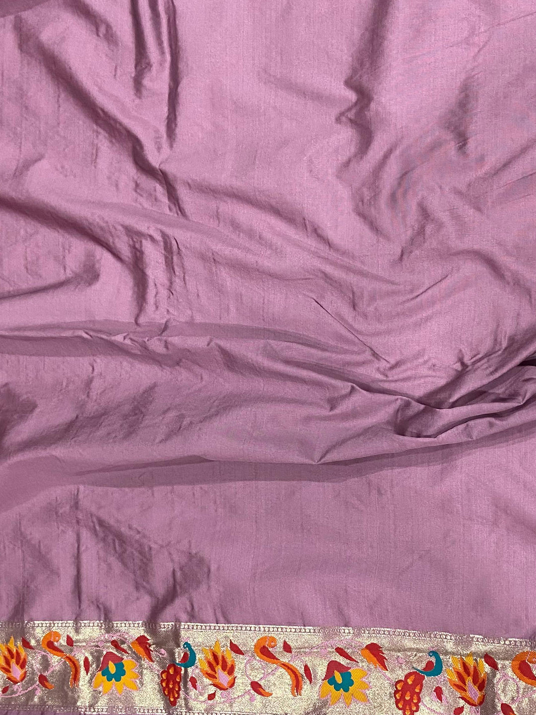 Light Wine Silk Blend Woven Zari Work Paithani Saree by My Store