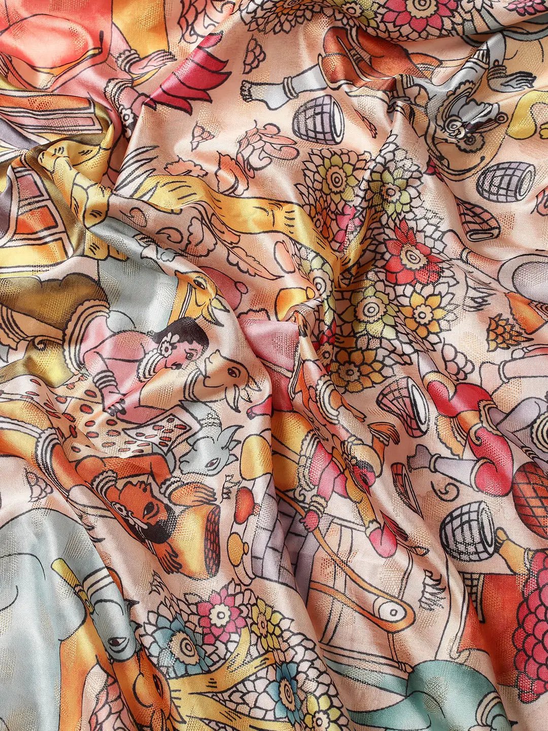 Exquisite Red Colour Kalamkari Pattu Banarasi Silk Saree by My Store