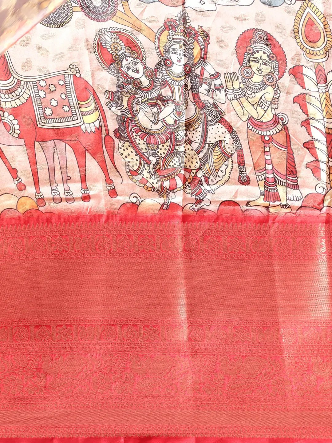 Exquisite Pink Colour Kalamkari Pattu Banarasi Silk Saree by My Store
