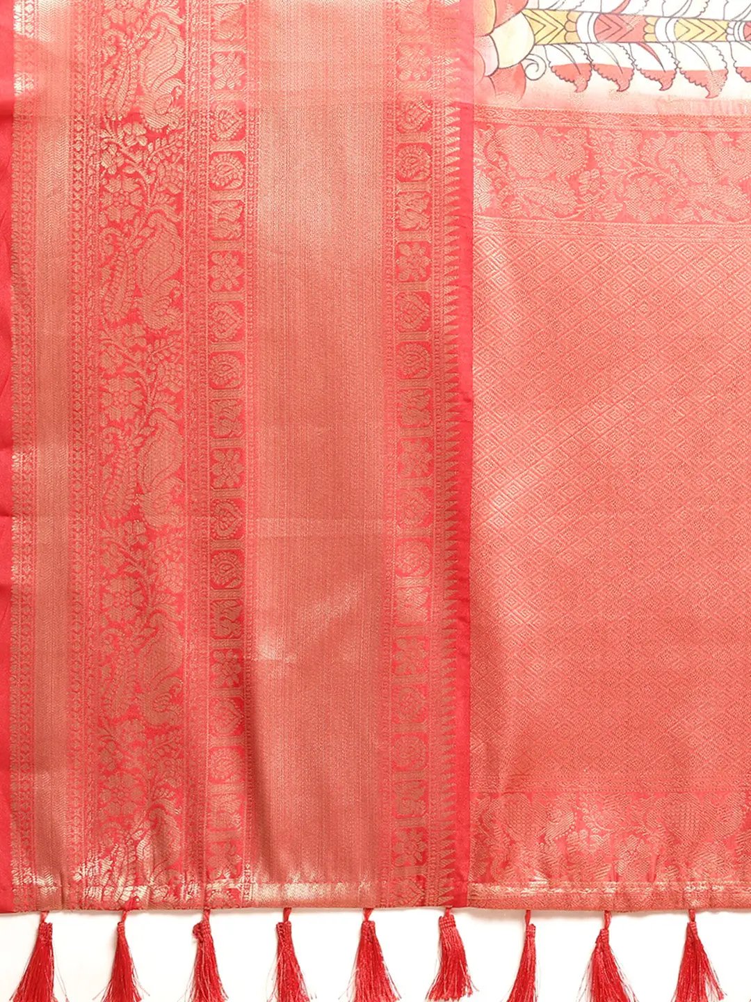 Exquisite Pink Colour Kalamkari Pattu Banarasi Silk Saree by My Store