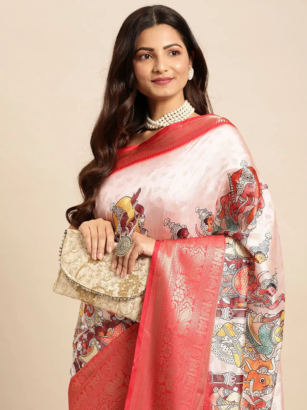 Exquisite Kalamkari Pattu Banarasi Silk Saree by My Store