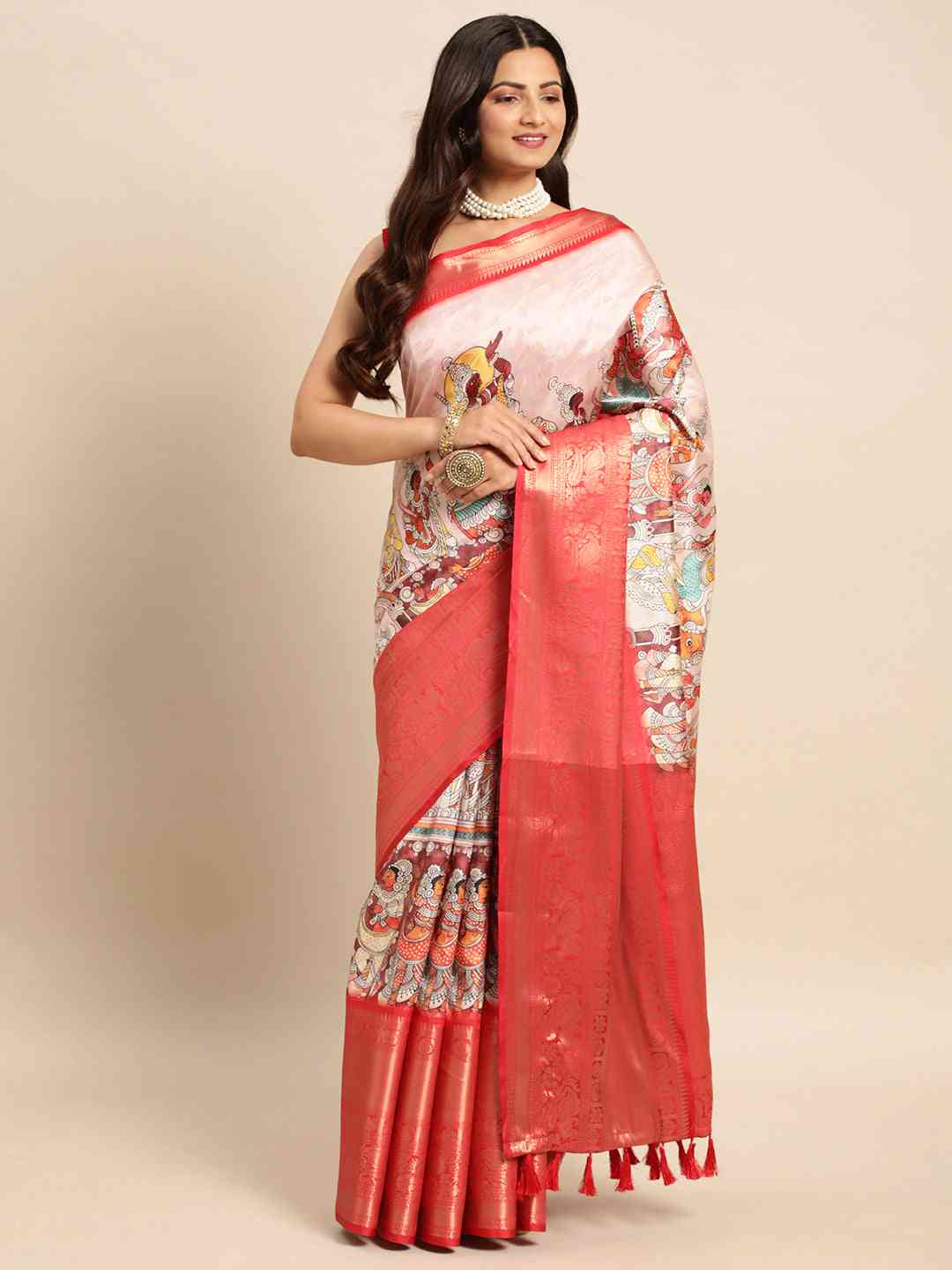 Exquisite Kalamkari Pattu Banarasi Silk Saree by My Store