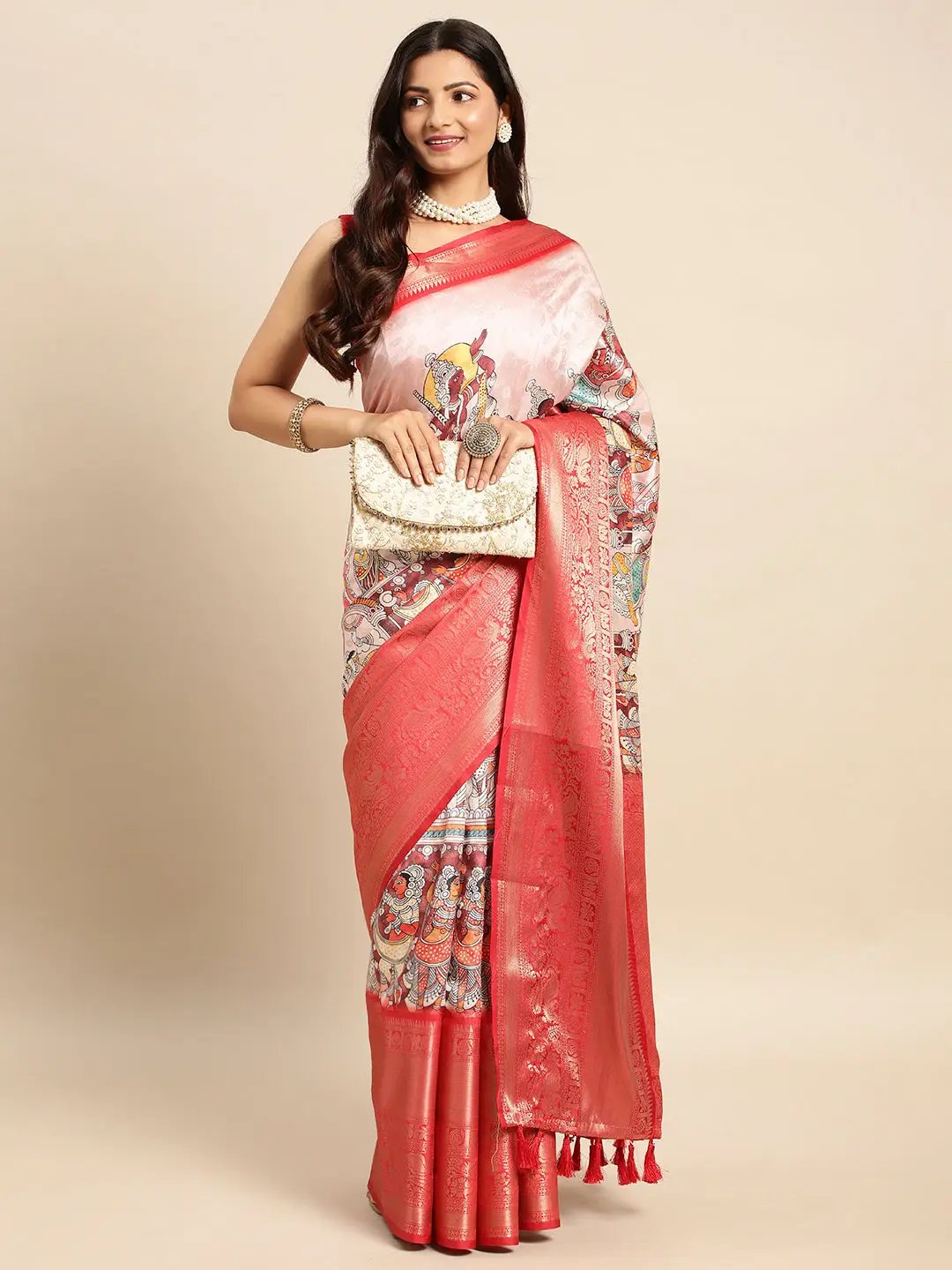 Exquisite Kalamkari Pattu Banarasi Silk Saree by My Store