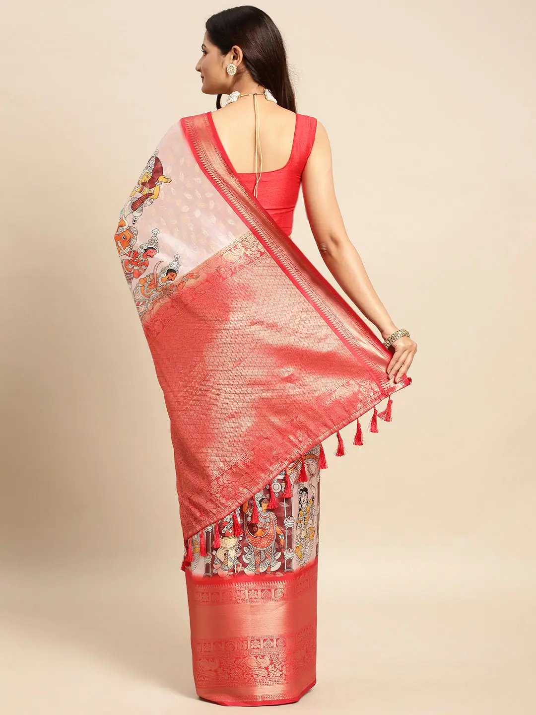 Exquisite Kalamkari Pattu Banarasi Silk Saree by My Store