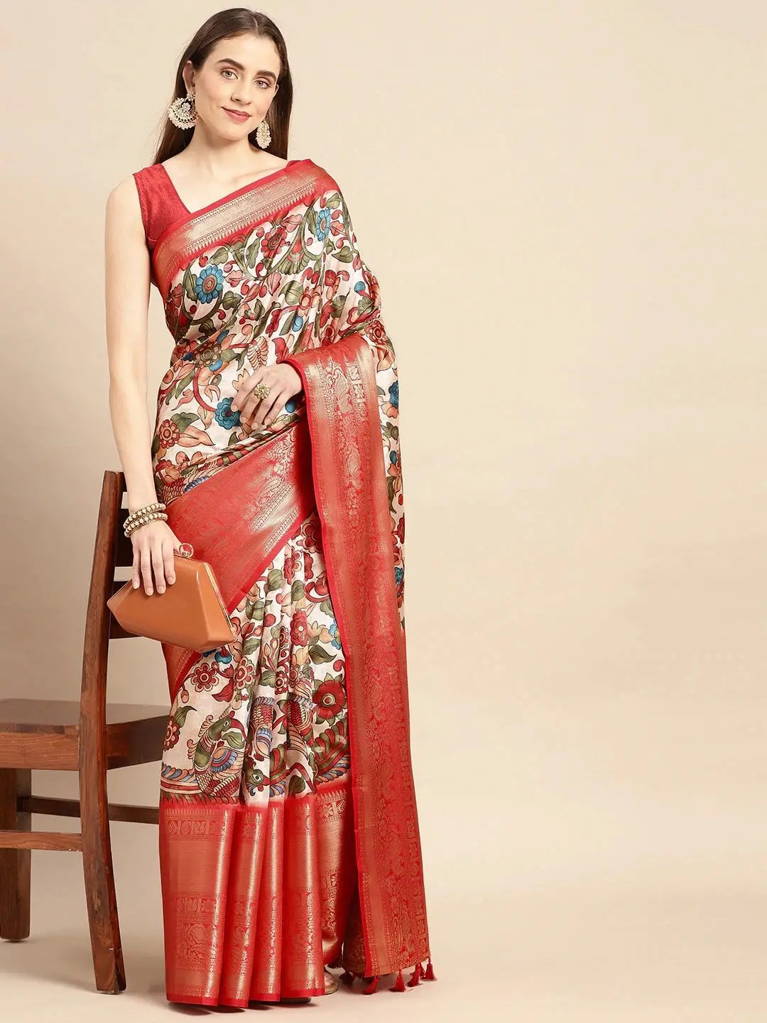Exquisite Kalamkari Pattu Banarasi Silk Saree by My Store
