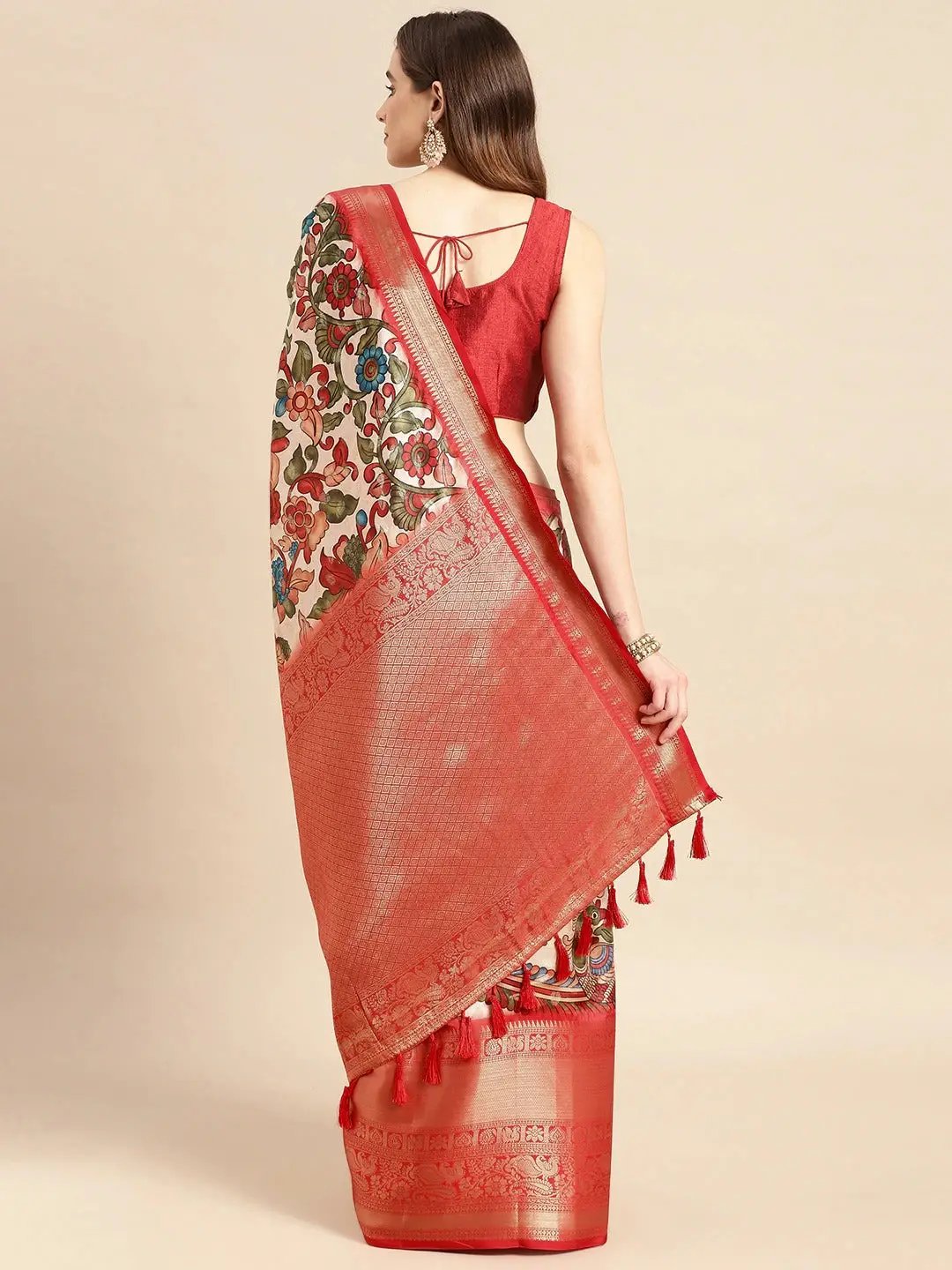 Exquisite Kalamkari Pattu Banarasi Silk Saree by My Store