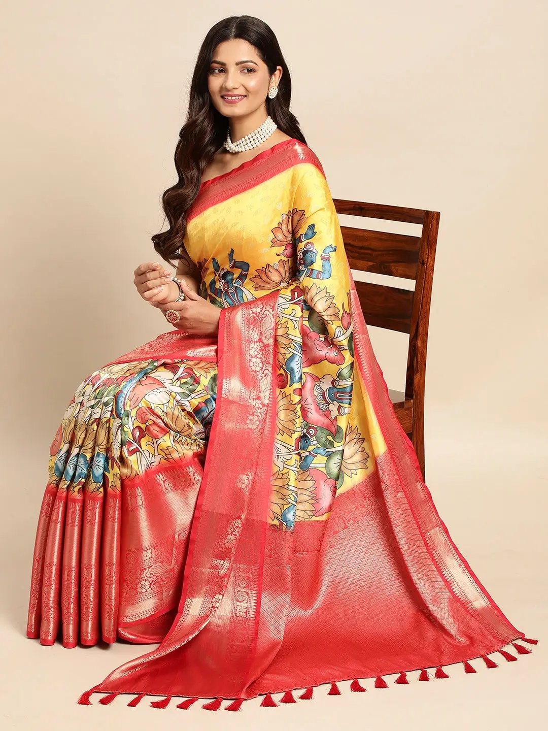 Exquisite Kalamkari Pattu Banarasi Silk Saree by My Store