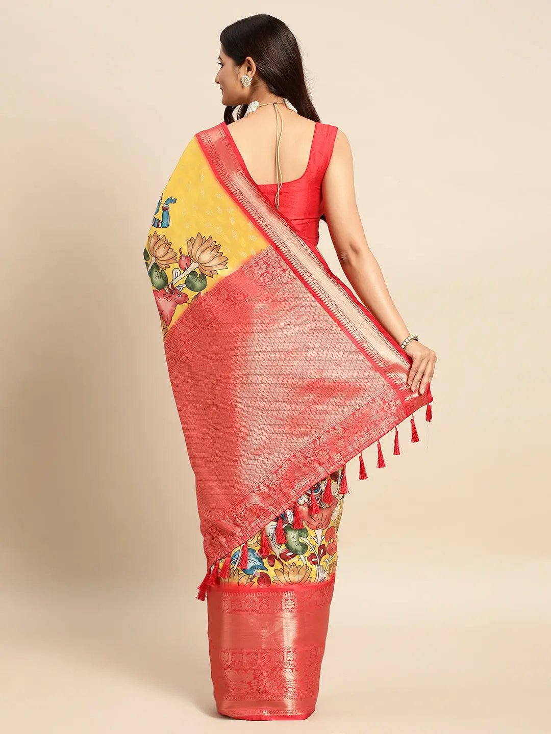Exquisite Kalamkari Pattu Banarasi Silk Saree by My Store