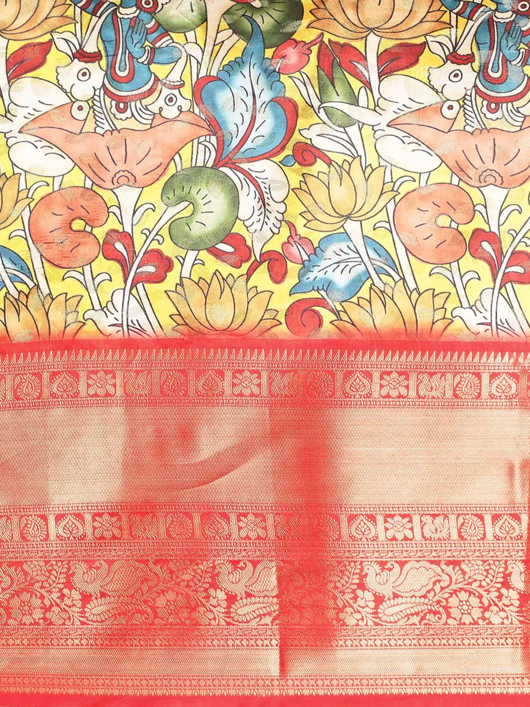 Exquisite Kalamkari Pattu Banarasi Silk Saree by My Store